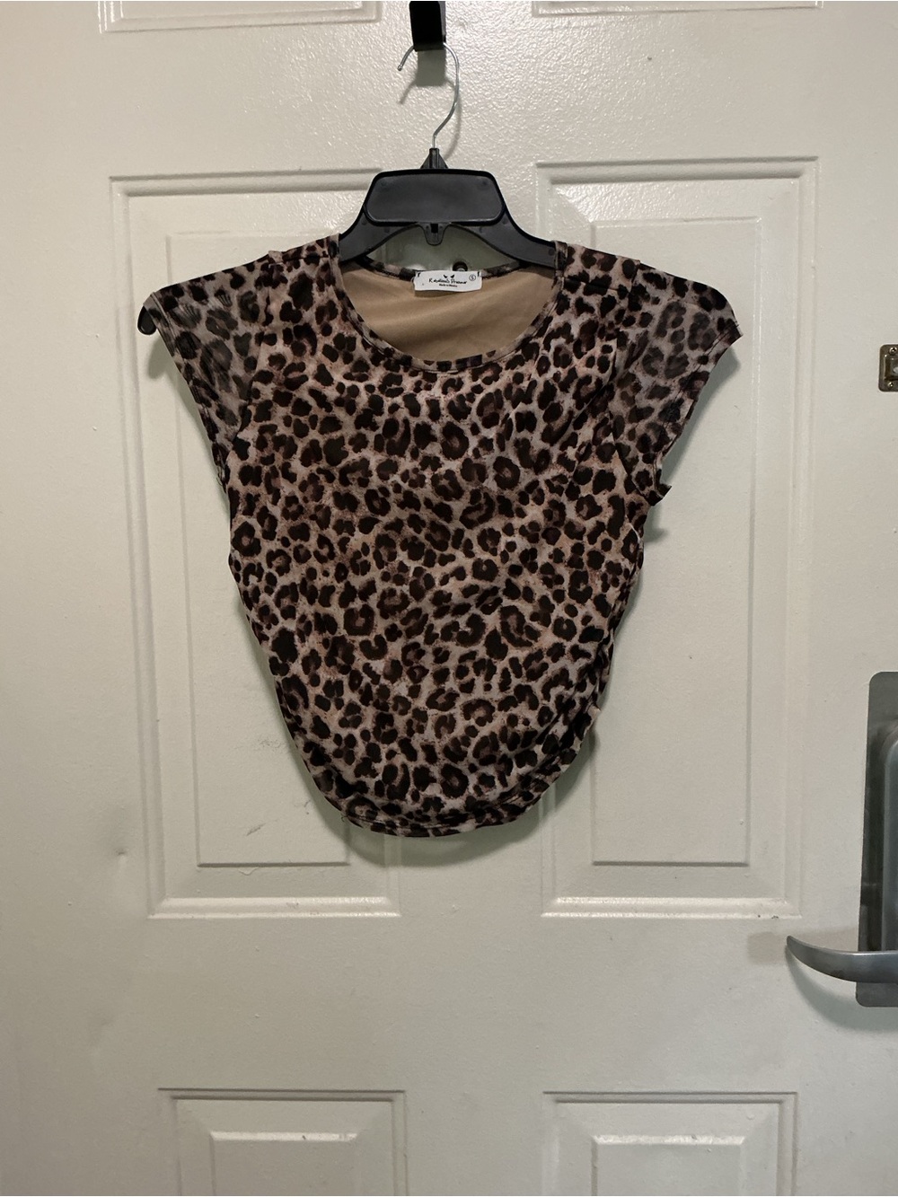 Leopard Print Cap Sleeve Camisole - Brown/Cream